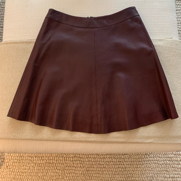 Veda Burgundy Leather Mini Skirt - Picture 4 of 5